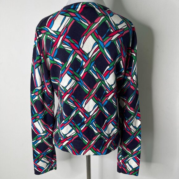 Lilly Pulitzer Women’s Blue Button Up Geometric Print Cardigan Sweater Size M - Picture 4 of 9